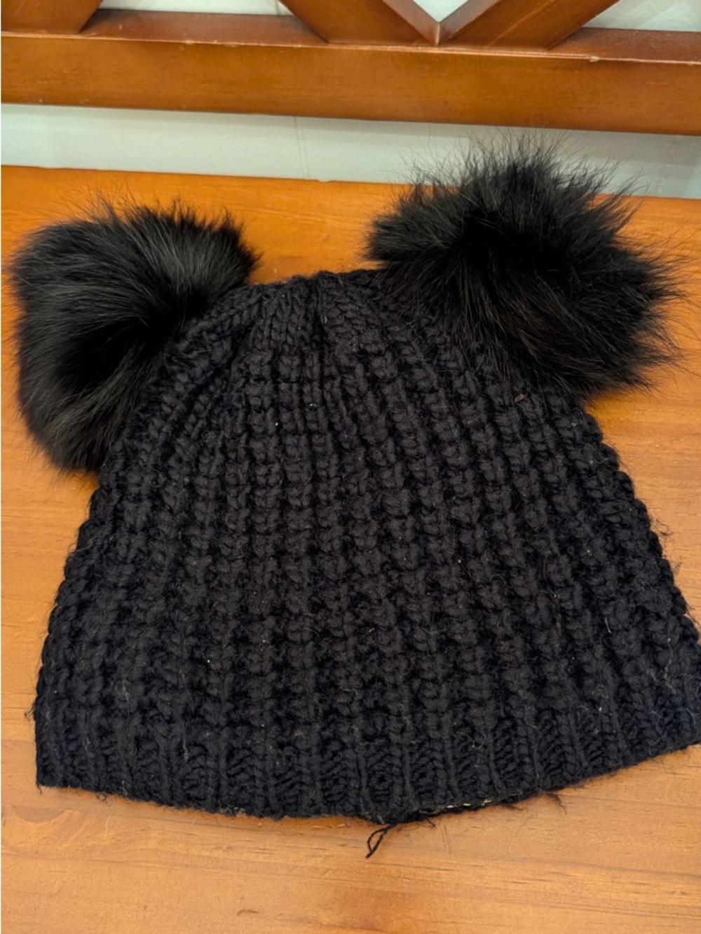 Kyi Kyi Double Pom-Knit Beanie Hat real fur